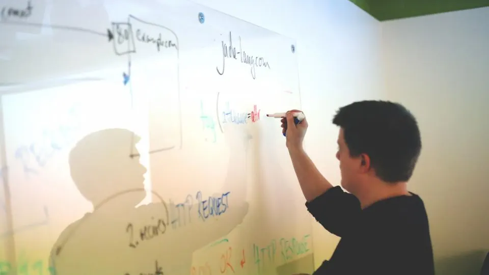Marketingstrategie am Whiteboard